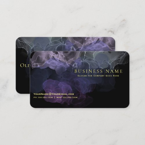 Stunning Amethyst Fluid Alcohol Ink on Black Business Card