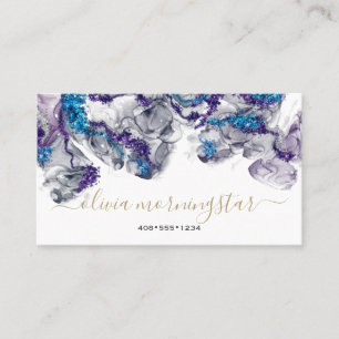 Stunning Amethyst Sapphire Gemstone Alcohol Ink Business Card