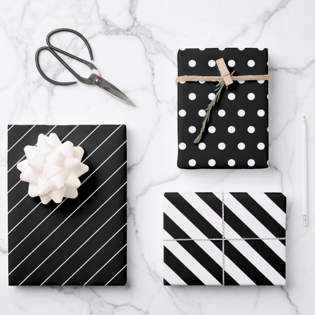 Stunning And Modern Black And White Wrapping Paper Sheets (Front)
