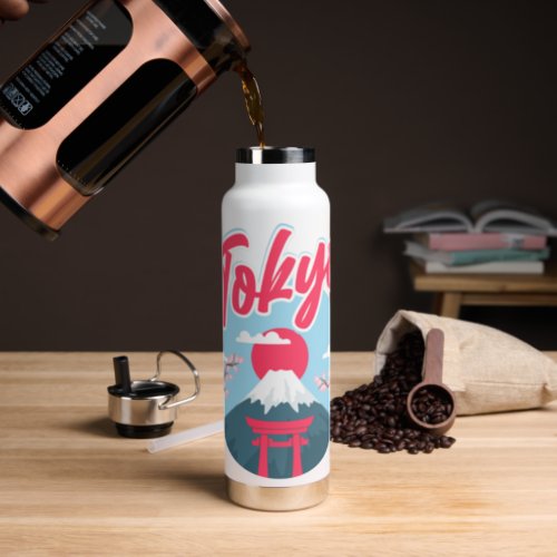 Stunning and Stylish Tokyo Typography Design Water Bottle