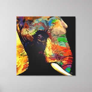 Stunning and Vibrant Elephant Painting Canvas Print