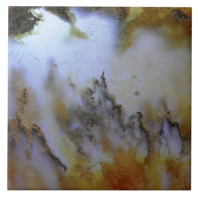 Stunning and Vibrant Mossy Agate Photo Ceramic Tile (Front)
