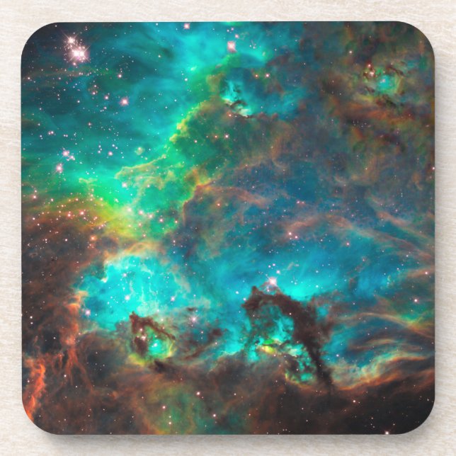 Stunning Aqua Star Cluster Drink Coaster (Front)