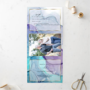 Stunning Aqua Violet Abstract Ink Tri-Fold CUSTOM