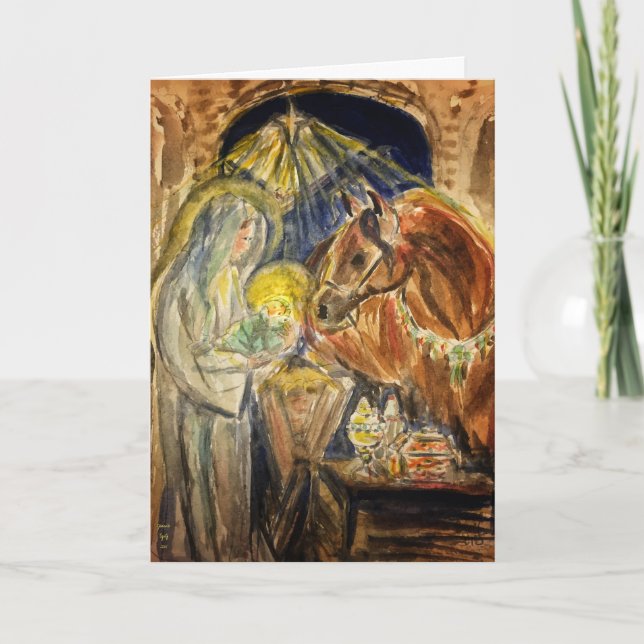 Stunning Arabian Horse Nativity Card (Front)