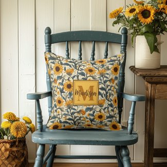 Stunning Art Nouveau Sunflower Monogrammed
