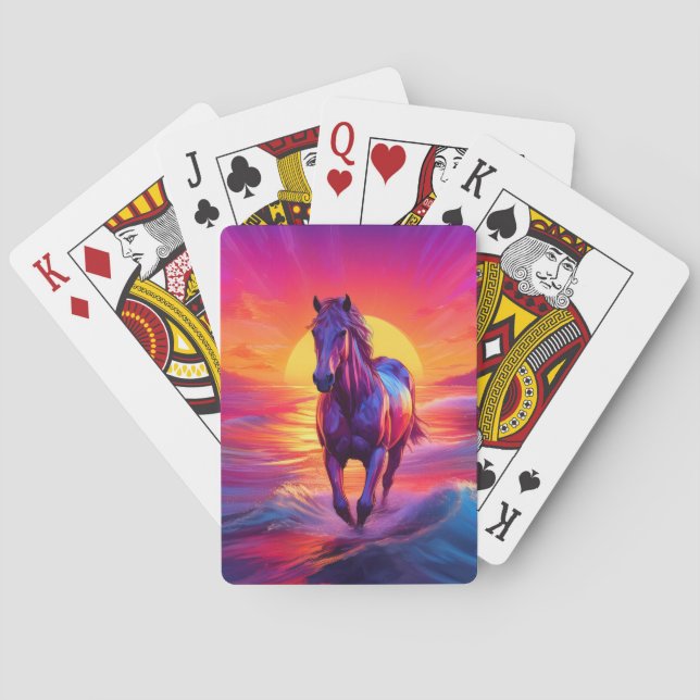 Stunning Artwork of Horse at Sunset Poker Cards (Back)
