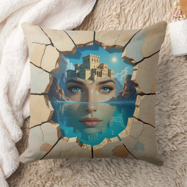 Stunning Atlantis Rising From Watery Depths Throw Pillow (Blanket)