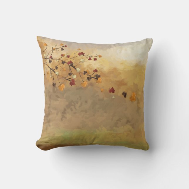 Stunning Autumn Falling Leaves Decorative Throw Throw Pillow (Front)