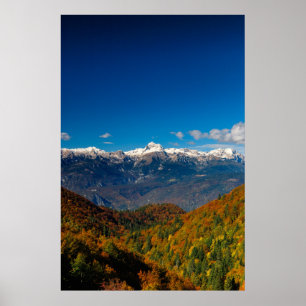 Stunning autumn scenery a view on mountain Triglav Poster