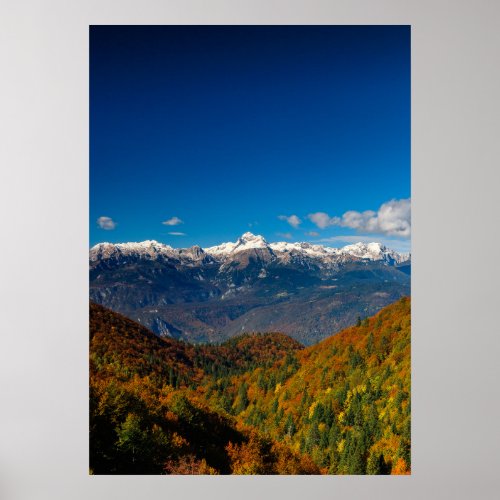 Stunning autumn scenery view on mountain Triglav Poster