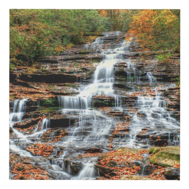 Stunning Autumn Waterfall Wrapped Canvas Print (Front)