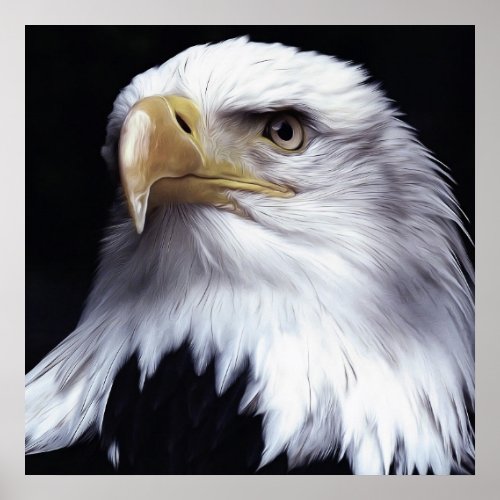 Stunning bald eagle oil painting poster