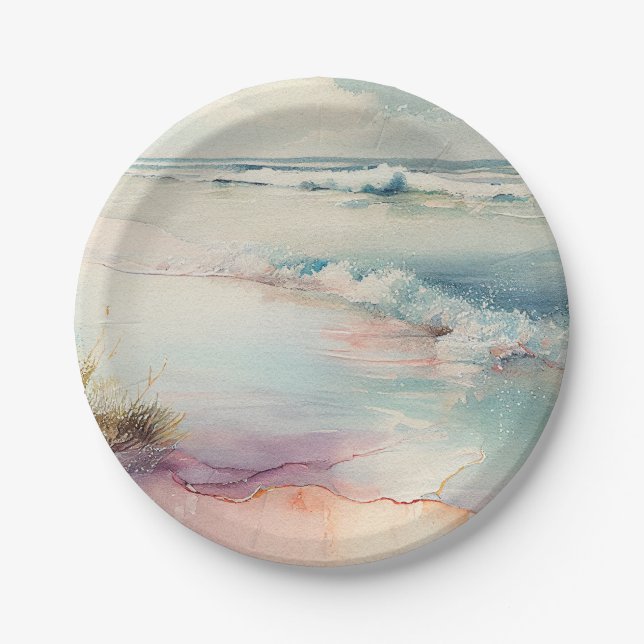 Stunning Beach Scene Paper Plates (Front)