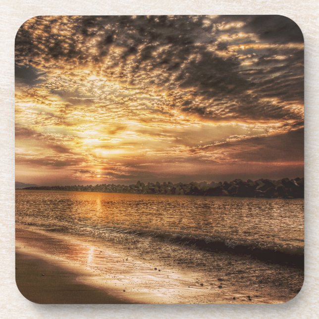 Stunning Beach Sunrise Beverage Coaster (Front)
