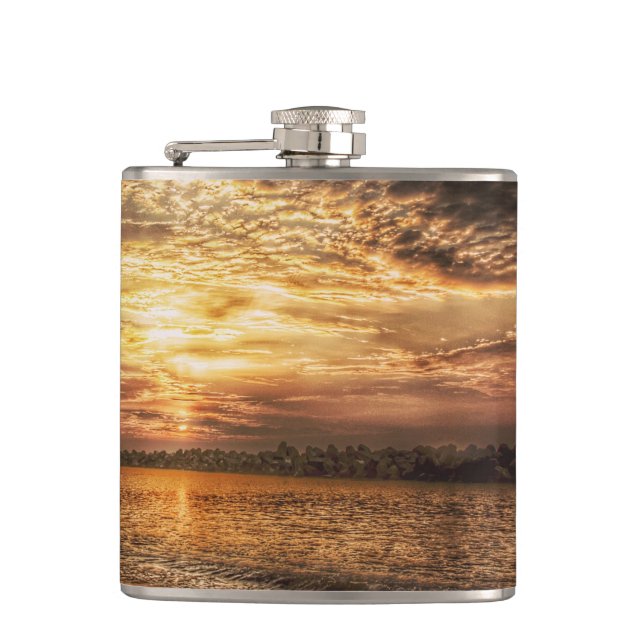 Stunning Beach Sunrise Flask (Front)