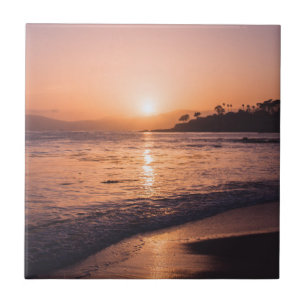 Stunning Beach Sunset Ceramic Tile