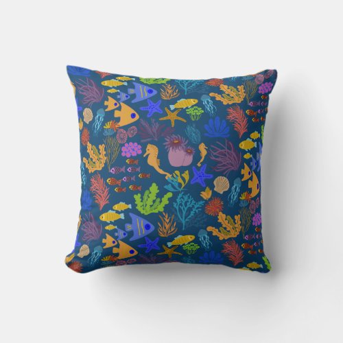 StunningBeautifulSea Life theme vibrant color  Throw Pillow