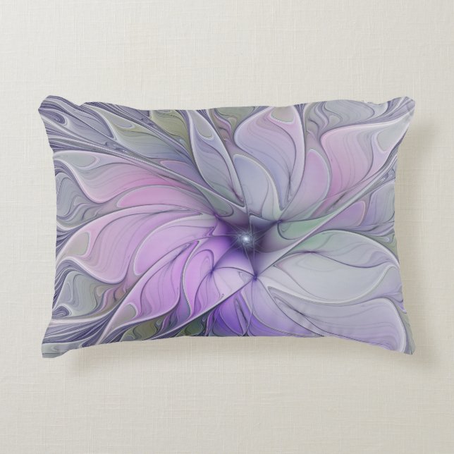 Stunning Beauty Modern Abstract Fractal Art Flower Accent Pillow (Front)
