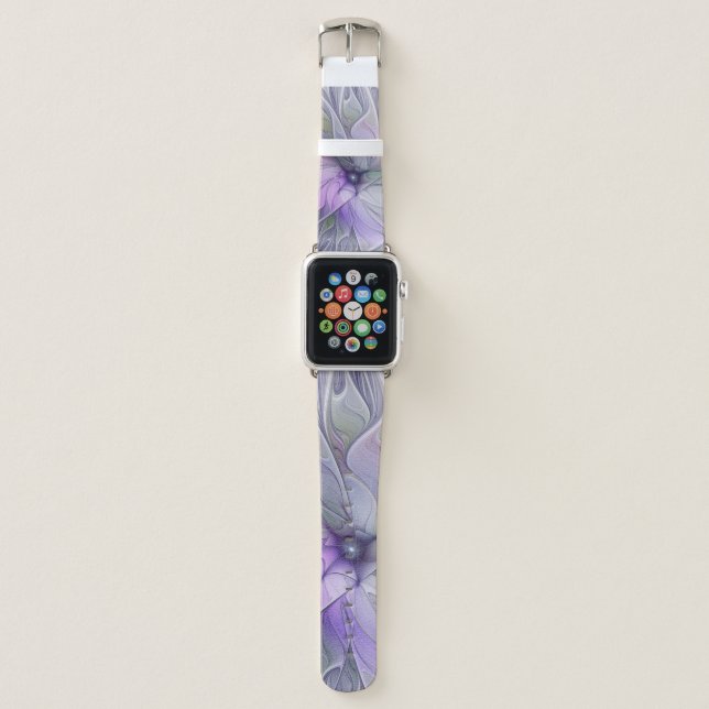 Stunning Beauty Modern Abstract Fractal Art Flower Apple Watch Band (Front)