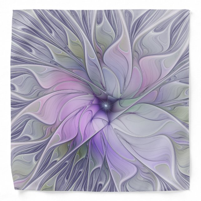 Stunning Beauty Modern Abstract Fractal Art Flower Bandana (Front)
