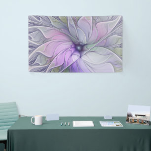 Stunning Beauty Modern Abstract Fractal Art Flower Banner