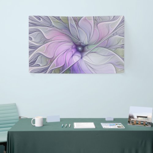 Stunning Beauty Modern Abstract Fractal Art Flower Banner