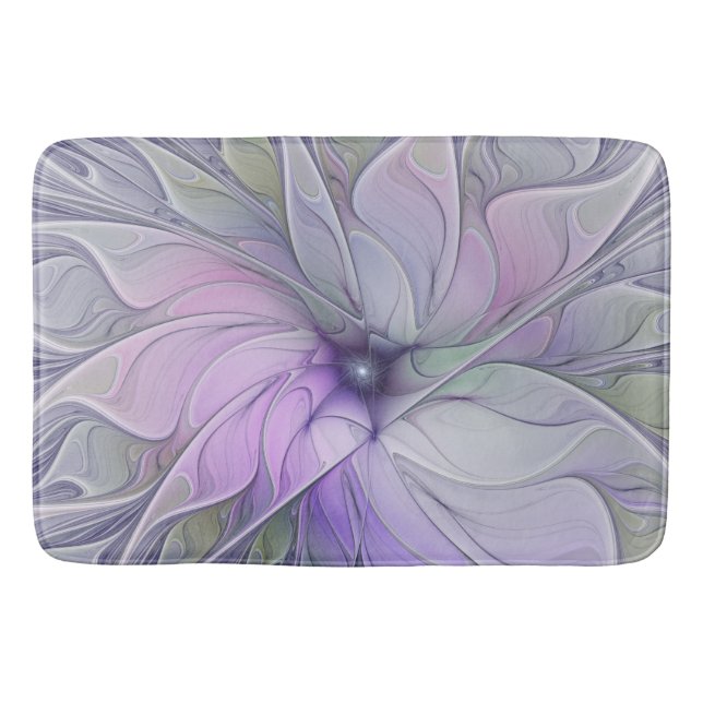 Stunning Beauty Modern Abstract Fractal Art Flower Bath Mat (Front)