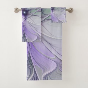 Stunning Beauty Modern Abstract Fractal Art Flower Bath Towel Set by GabiwArt at Zazzle