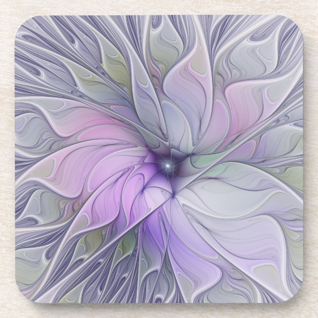 Stunning Beauty Modern Abstract Fractal Art Flower Beverage Coaster (Front)