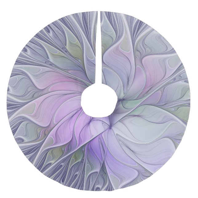 Stunning Beauty Modern Abstract Fractal Art Flower Brushed Polyester Tree Skirt (Front)