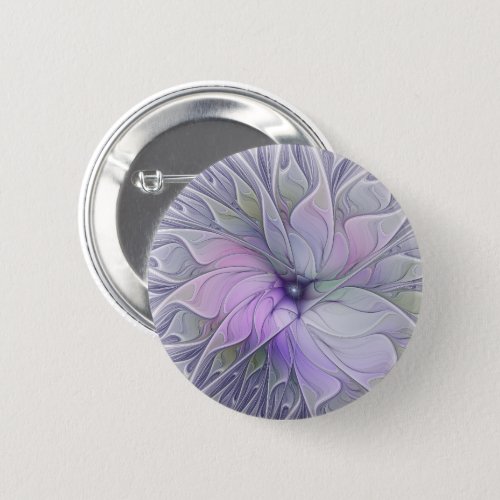 Stunning Beauty Modern Abstract Fractal Art Flower Button