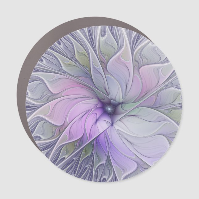 Stunning Beauty Modern Abstract Fractal Art Flower Car Magnet (Front)