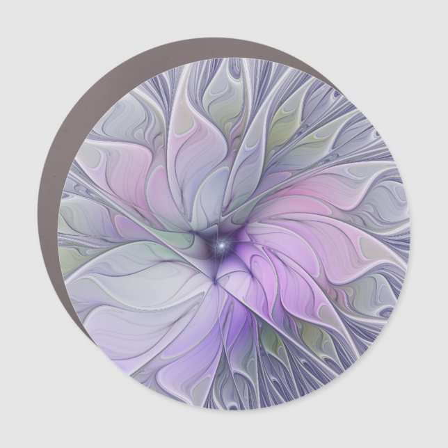 Stunning Beauty Modern Abstract Fractal Art Flower Car Magnet (Front)