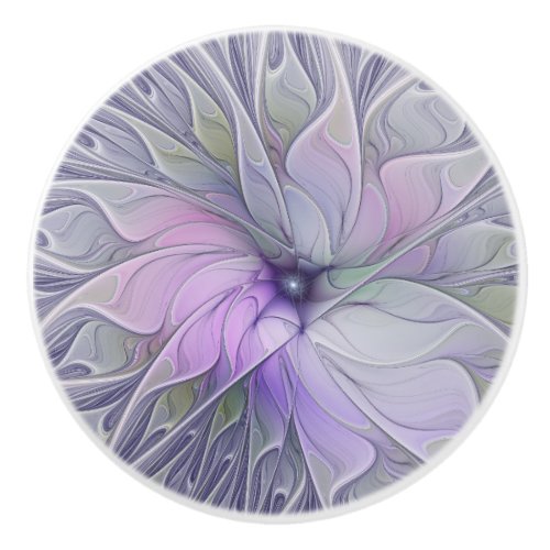 Stunning Beauty Modern Abstract Fractal Art Flower Ceramic Knob
