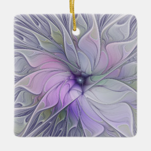 Stunning Beauty Modern Abstract Fractal Art Flower Ceramic Ornament
