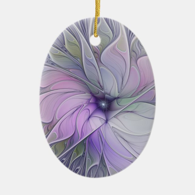 Stunning Beauty Modern Abstract Fractal Art Flower Ceramic Ornament (Front)
