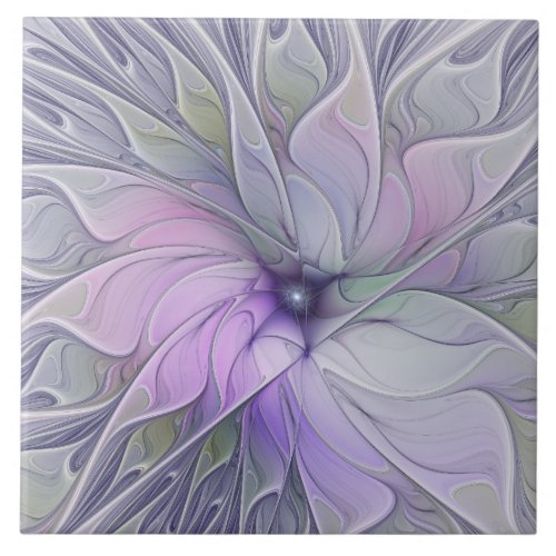 Stunning Beauty Modern Abstract Fractal Art Flower Ceramic Tile