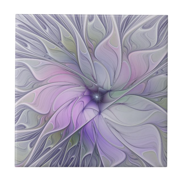 Stunning Beauty Modern Abstract Fractal Art Flower Ceramic Tile (Front)