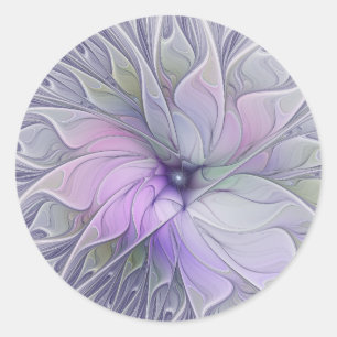 Stunning Beauty Modern Abstract Fractal Art Flower Classic Round Sticker