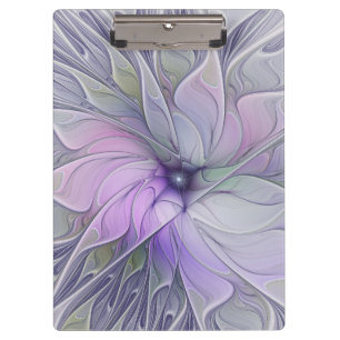 Stunning Beauty Modern Abstract Fractal Art Flower Clipboard