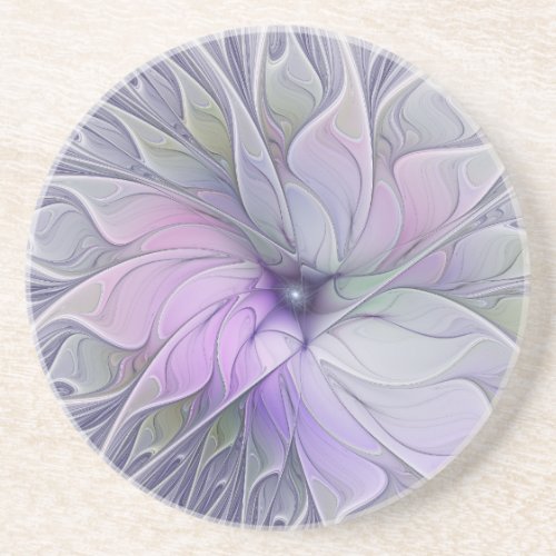 Stunning Beauty Modern Abstract Fractal Art Flower Coaster