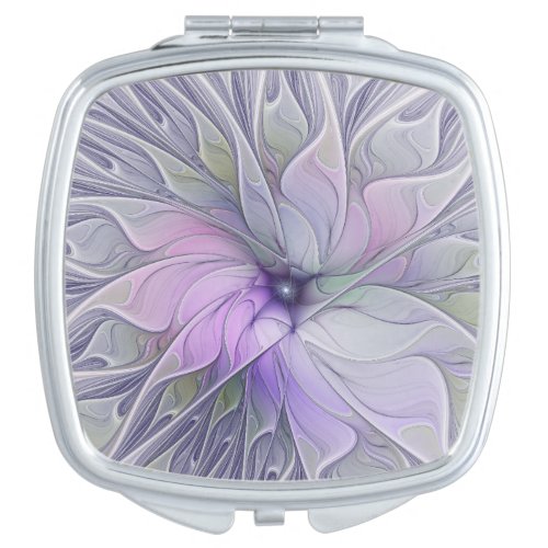 Stunning Beauty Modern Abstract Fractal Art Flower Compact Mirror