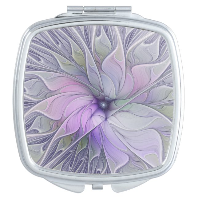 Stunning Beauty Modern Abstract Fractal Art Flower Compact Mirror (Front)