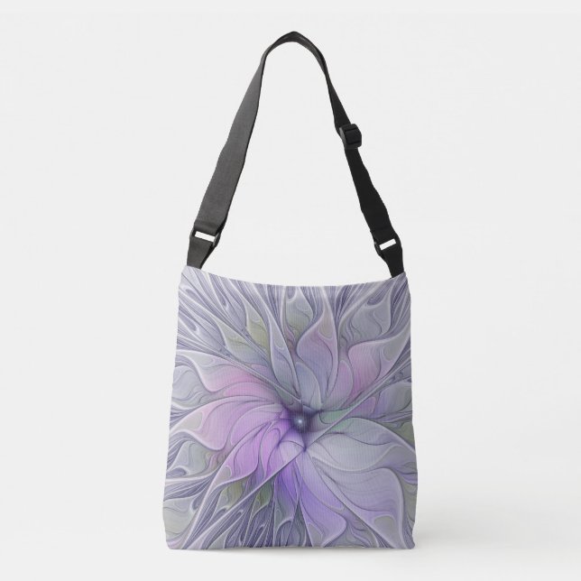 Stunning Beauty Modern Abstract Fractal Art Flower Crossbody Bag (Front)