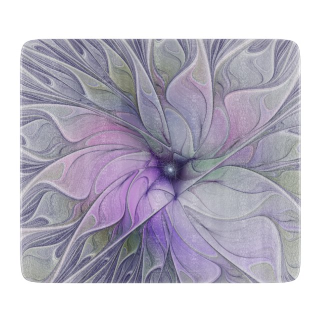 Stunning Beauty Modern Abstract Fractal Art Flower Cutting Board (Front)