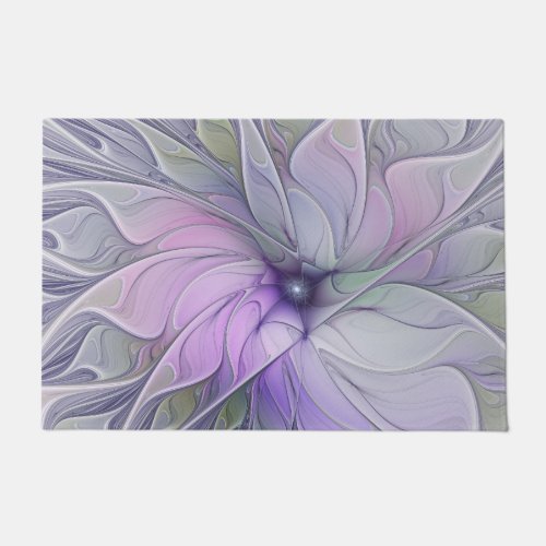 Stunning Beauty Modern Abstract Fractal Art Flower Doormat
