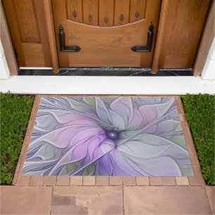 Stunning Beauty Modern Abstract Fractal Art Flower Doormat
