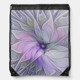Stunning Beauty Modern Abstract Fractal Art Flower Drawstring Bag