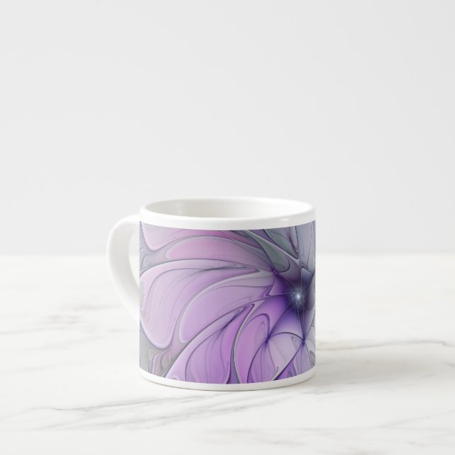 Stunning Beauty Modern Abstract Fractal Art Flower Espresso Cup (Front Left)